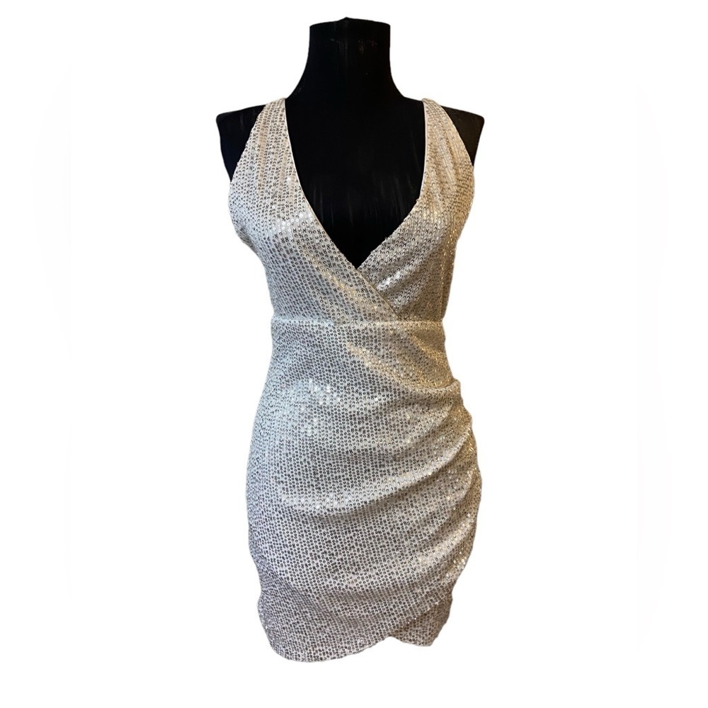 CBR Boutique Silver Sparkle Mini Dress Medium